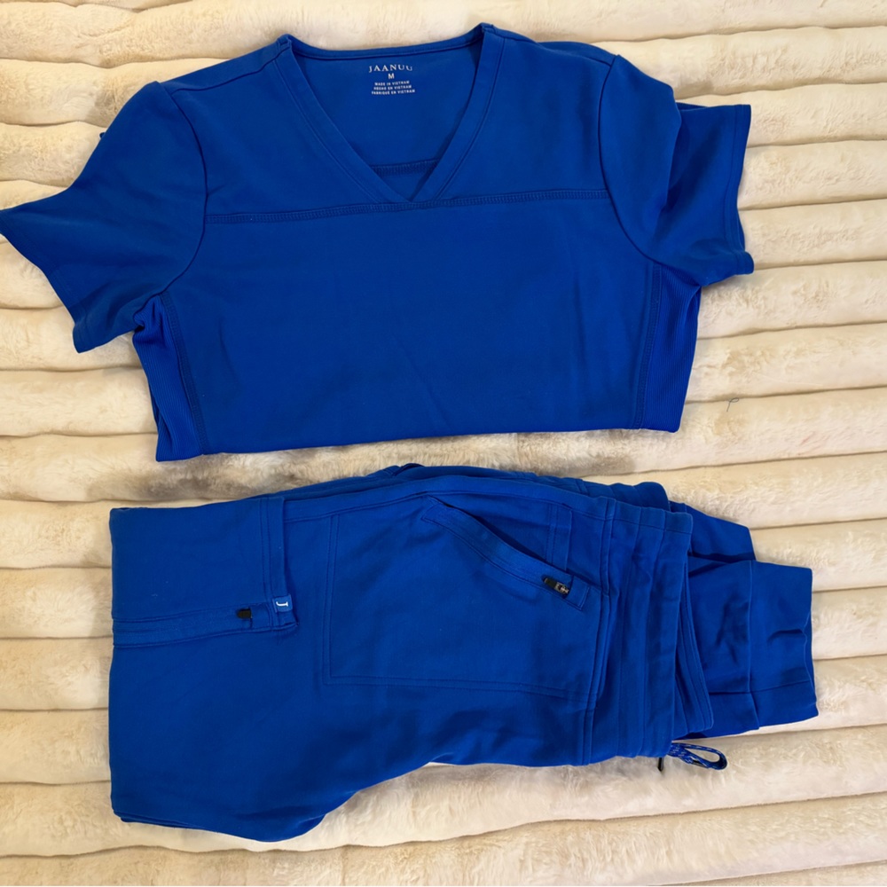 Jaanuu royal blue jogger scrub set